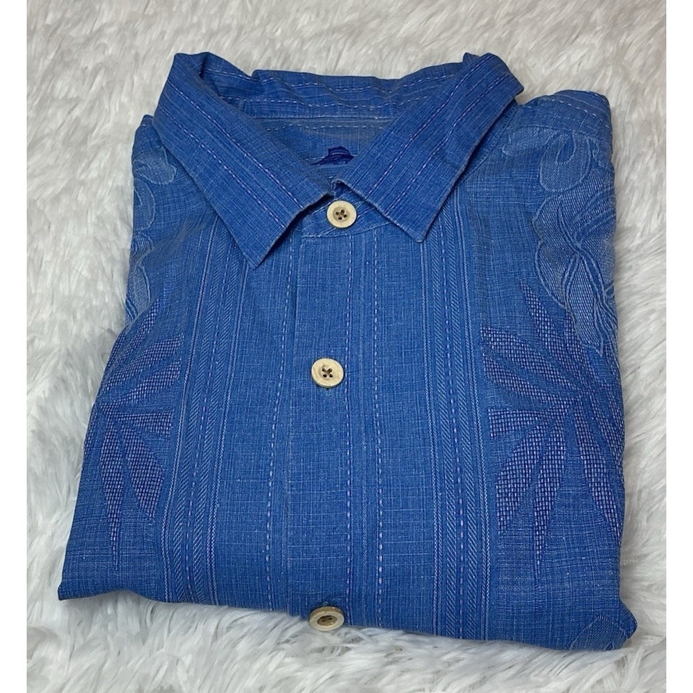 Tommy Bahama Hawaiian Tropical Men's Lg Button Down Short Sleeve 100% Silk Shirt